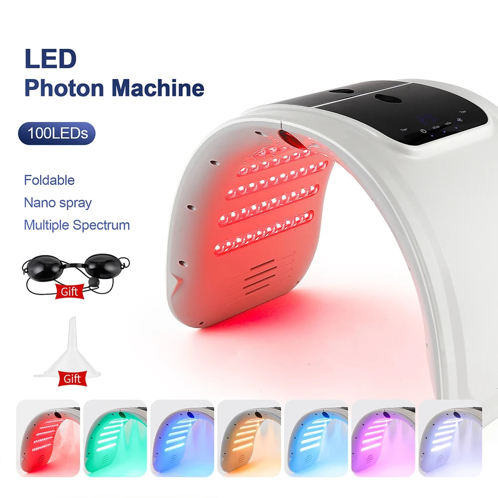 LumiGlow™ 7-Color LED Photon Therapy Device – Professional Skin Rejuvenation & Nano Spray Hydration